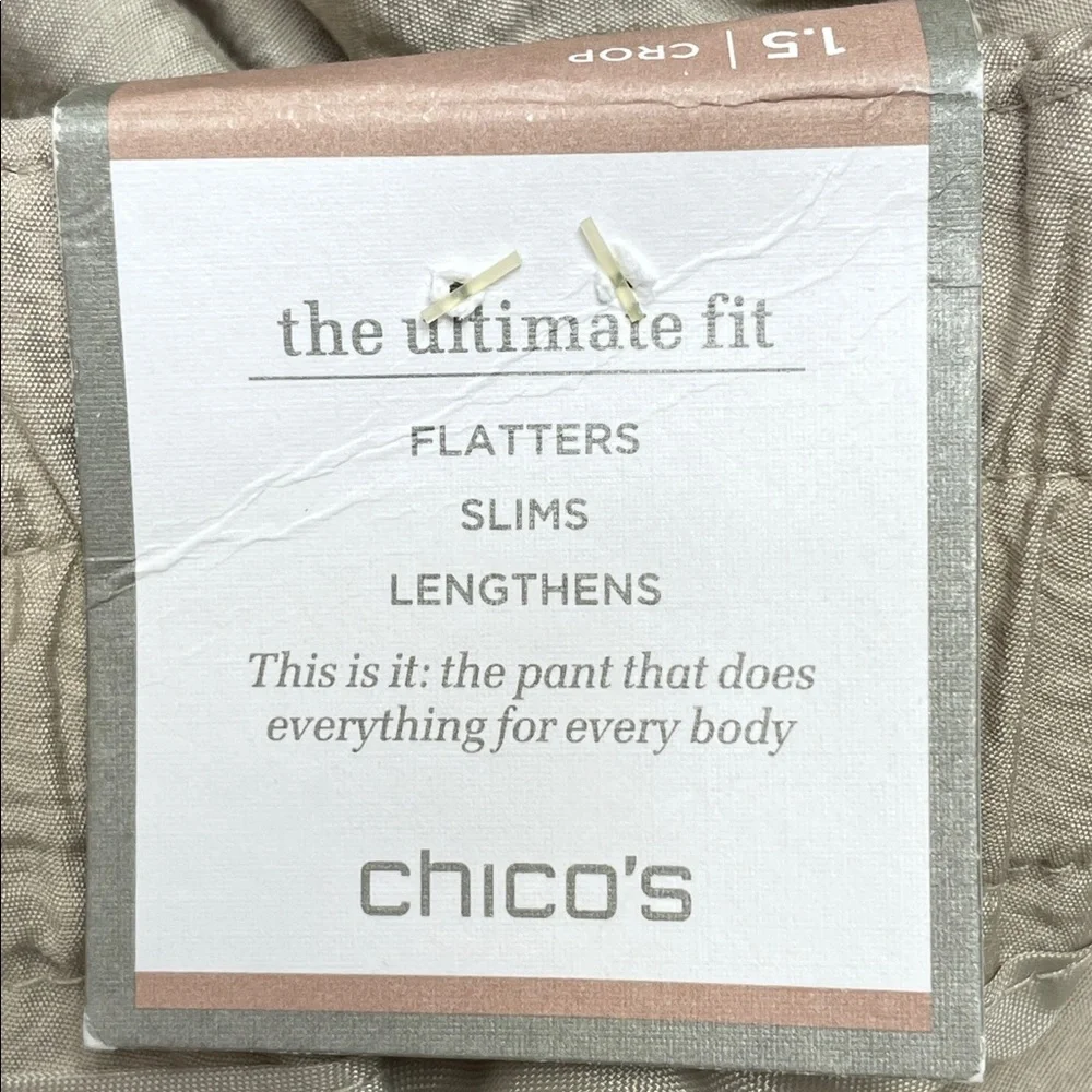 NWT Chico’s Khaki Fluid Crinkle Crop Pant The Ultimate Fit Chico’s 1.5 (US M/10) - Picture 14 of 16
